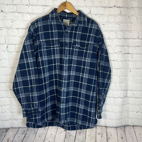 LL Bean Item 277982 Chamois Shirt Plaid Flannel Shirt Traditional Fit L Tall - Picture 1 of 9